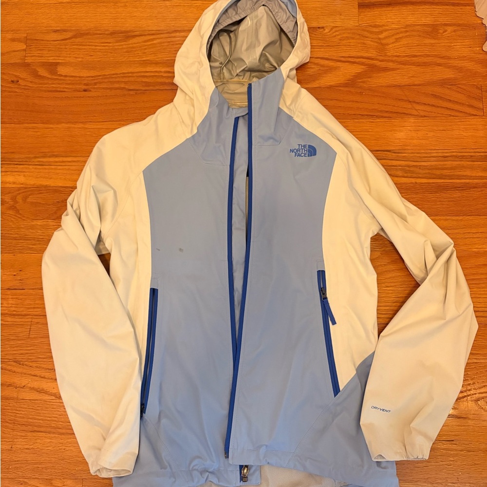 The North Face Girls' white and Blue wind breaker size 14-16/Large